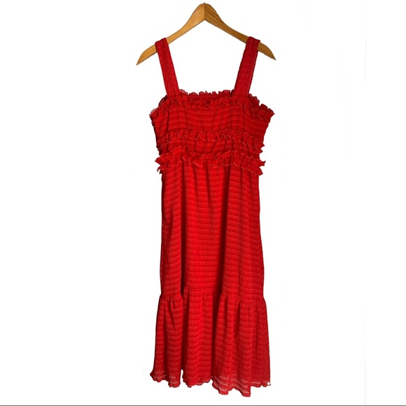 Gianni Bini Snyder red ruffle striped midi dress - Picture 4 of 6
